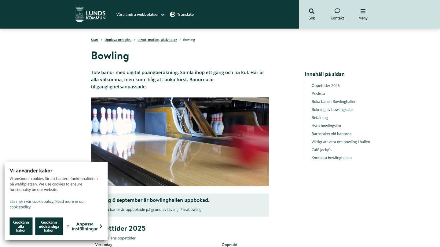 Lunds Bowlinghall - Bowlinghall interiör