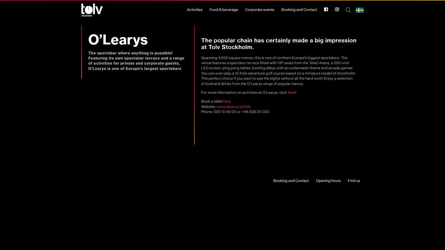 OLearys tolv Stockholm - Bowlinghall interiör