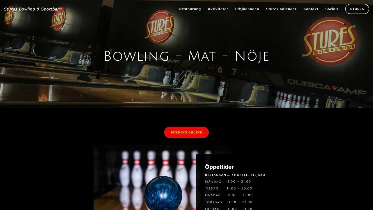 Stures Bowling och Sportbar - Bowlinghall interiör
