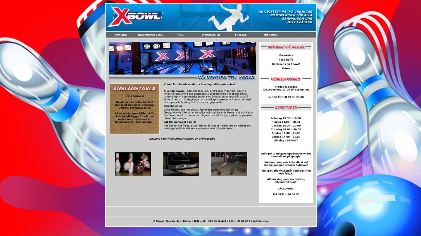 Xbowl Sportcenter i Båstad - Bowlinghall interiör